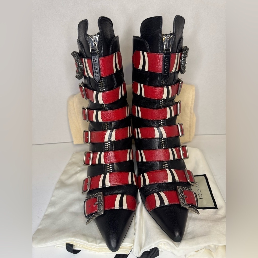 Gucci Kingsnake Dionysus Leather Multicolor Boots Size 38.